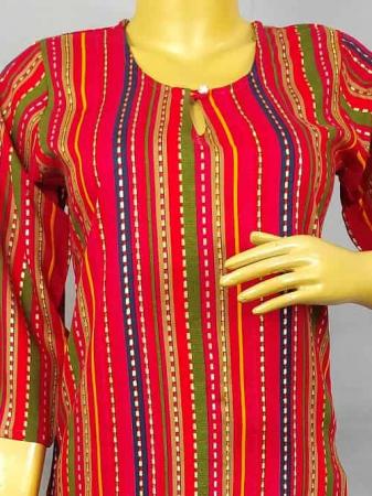 Red Plain Lined kurti